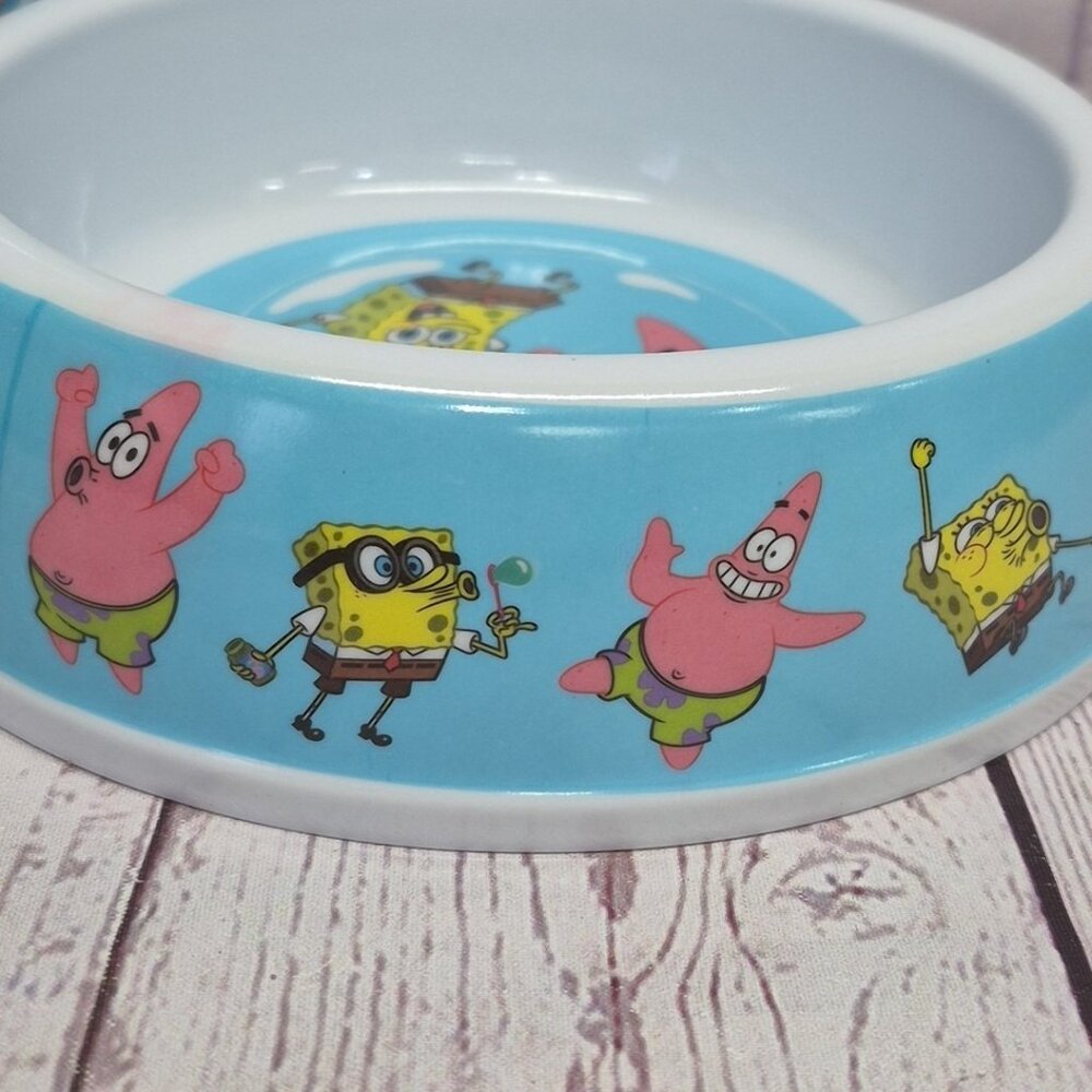 SpongeBob SquarePants Pet Bowl Dog Cat Food‎ Water Dish, Blue, 7in Dia, Lot Of 2 - Picture 2 of 5